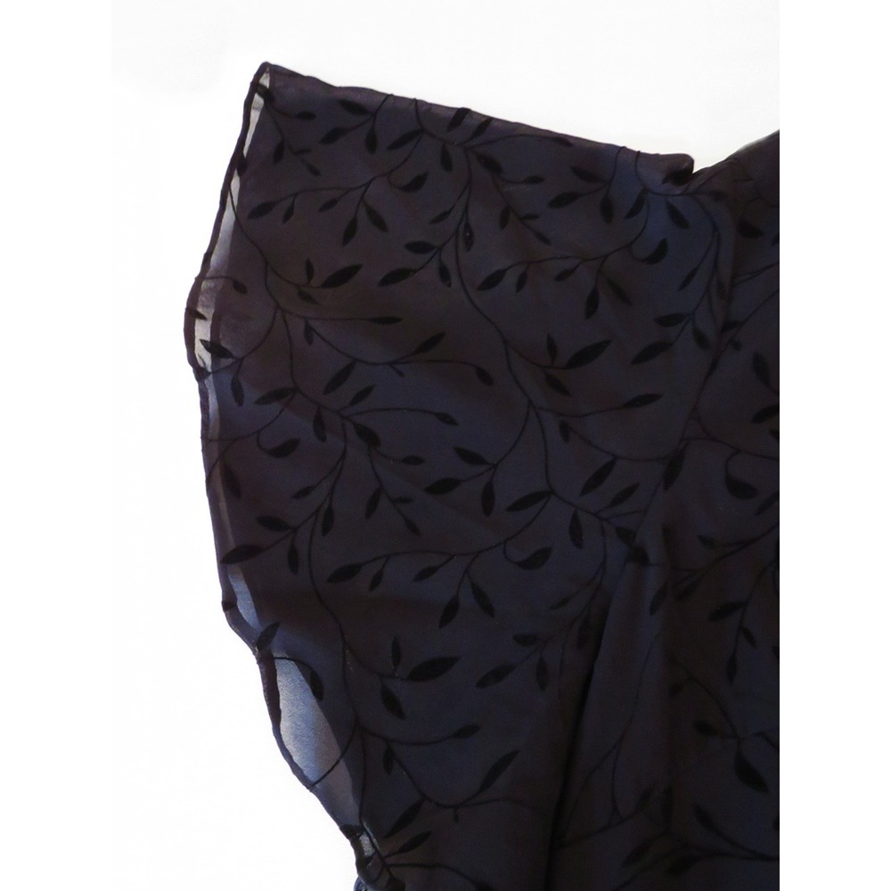 SHEIN Curve 2XL Black Flocked Leaf Chiffon Dress Flutter Sleeve V-Neck Plus Size - Picture 7 of 9